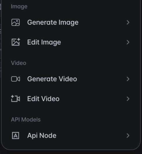 Drop an output handle on empty canvas to open a compatible-node picker; the chosen node is added already connected.